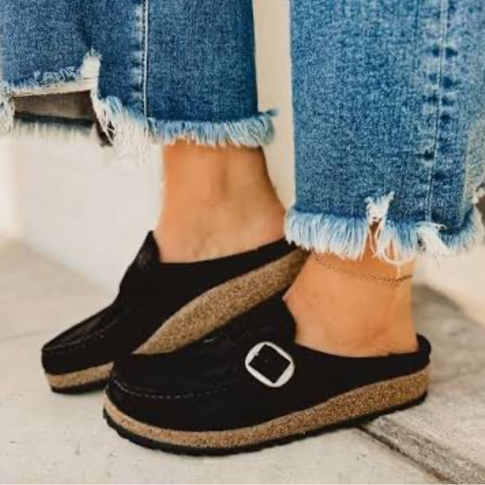 Birkenstock Black Mules with Buckle
